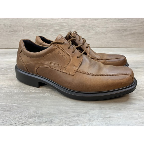 ECCO Men's Brown Leather Square Toe 8 Lace Up Oxford Dress Casual Comfort Shoes